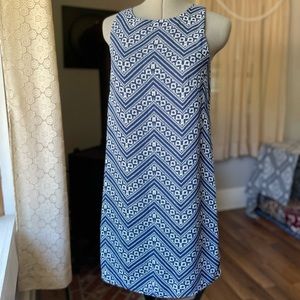 Pink Rose Navy & White Pattern Sleeveless dress
